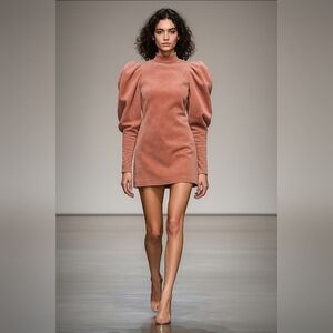 Ted Baker Tipto Exaggerated Long Sleeves Corduroy Mini Dress Size 1 US 4